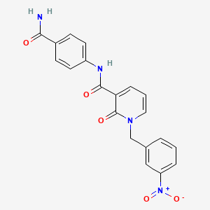 molecular formula C20H16N4O5 B3014956 N-(4-氨基甲酰基苯基)-1-(3-硝基苄基)-2-氧代-1,2-二氢吡啶-3-甲酰胺 CAS No. 941953-43-1