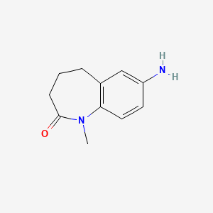 molecular formula C11H14N2O B3014960 7-Amino-1-methyl-1,3,4,5-tetrahydro-benzo[B]azepin-2-one CAS No. 53841-98-8