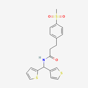 3-(4-(methylsulfonyl)phenyl)-N-(thiophen-2-yl(thiophen-3-yl)methyl)propanamide