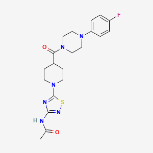 molecular formula C20H25FN6O2S B3014992 N-(5-{4-[4-(4-fluorophenyl)piperazine-1-carbonyl]piperidin-1-yl}-1,2,4-thiadiazol-3-yl)acetamide CAS No. 1251705-47-1