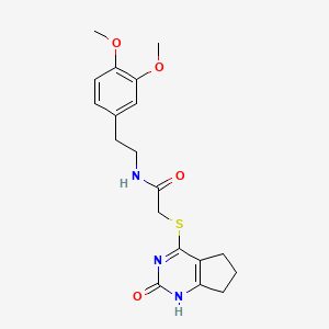 molecular formula C19H23N3O4S B3015002 N-[2-(3,4-dimethoxyphenyl)ethyl]-2-({2-oxo-1H,2H,5H,6H,7H-cyclopenta[d]pyrimidin-4-yl}sulfanyl)acetamide CAS No. 898450-10-7