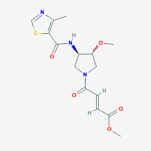 molecular formula C15H19N3O5S B3015008 Methyl (E)-4-[(3R,4R)-3-methoxy-4-[(4-methyl-1,3-thiazole-5-carbonyl)amino]pyrrolidin-1-yl]-4-oxobut-2-enoate CAS No. 2411180-11-3
