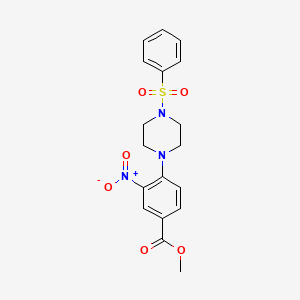 molecular formula C18H19N3O6S B3015016 methyl 4-[4-(benzenesulfonyl)piperazin-1-yl]-3-nitrobenzoate CAS No. 478246-37-6