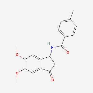 N-(5,6-dimethoxy-3-oxo-2,3-dihydro-1H-inden-1-yl)-4-methylbenzenecarboxamide