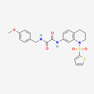 molecular formula C23H23N3O5S2 B3015025 N1-(4-methoxybenzyl)-N2-(1-(thiophen-2-ylsulfonyl)-1,2,3,4-tetrahydroquinolin-7-yl)oxalamide CAS No. 898430-37-0