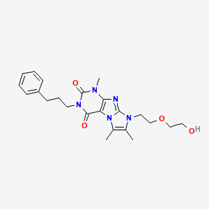 molecular formula C23H29N5O4 B3015035 8-(2-(2-hydroxyethoxy)ethyl)-1,6,7-trimethyl-3-(3-phenylpropyl)-1H-imidazo[2,1-f]purine-2,4(3H,8H)-dione CAS No. 938761-47-8