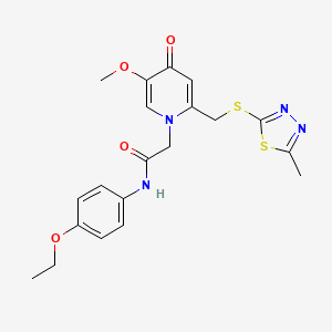 molecular formula C20H22N4O4S2 B3015079 N-(4-ethoxyphenyl)-2-(5-methoxy-2-(((5-methyl-1,3,4-thiadiazol-2-yl)thio)methyl)-4-oxopyridin-1(4H)-yl)acetamide CAS No. 933206-18-9