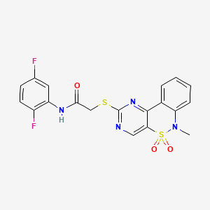 molecular formula C19H14F2N4O3S2 B3015094 N-(2,5-difluorophenyl)-2-((6-methyl-5,5-dioxido-6H-benzo[c]pyrimido[4,5-e][1,2]thiazin-2-yl)thio)acetamide CAS No. 895103-65-8