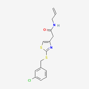 molecular formula C15H15ClN2OS2 B3015114 N-allyl-2-(2-((3-chlorobenzyl)thio)thiazol-4-yl)acetamide CAS No. 954242-47-8