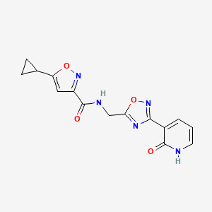 5-cyclopropyl-N-((3-(2-oxo-1,2-dihydropyridin-3-yl)-1,2,4-oxadiazol-5-yl)methyl)isoxazole-3-carboxamide