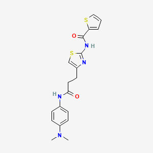 molecular formula C19H20N4O2S2 B3015146 N-(4-(3-((4-(dimethylamino)phenyl)amino)-3-oxopropyl)thiazol-2-yl)thiophene-2-carboxamide CAS No. 1021133-41-4