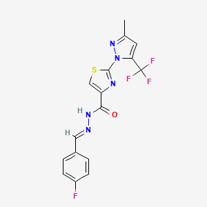 N'-[(E)-(4-fluorophenyl)methylidene]-2-[3-methyl-5-(trifluoromethyl)-1H-pyrazol-1-yl]-1,3-thiazole-4-carbohydrazide