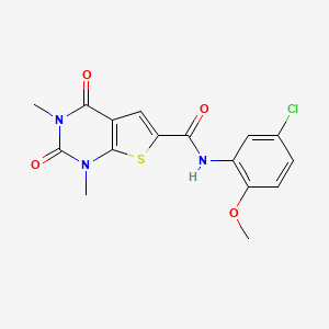 molecular formula C16H14ClN3O4S B3015172 N-(5-chloro-2-methoxyphenyl)-1,3-dimethyl-2,4-dioxo-1,2,3,4-tetrahydrothieno[2,3-d]pyrimidine-6-carboxamide CAS No. 946335-33-7