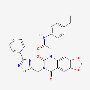 2-(6,8-dioxo-7-((3-phenyl-1,2,4-oxadiazol-5-yl)methyl)-7,8-dihydro-[1,3]dioxolo[4,5-g]quinazolin-5(6H)-yl)-N-(4-ethylphenyl)acetamide