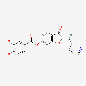 (Z)-4-methyl-3-oxo-2-(pyridin-3-ylmethylene)-2,3-dihydrobenzofuran-6-yl 3,4-dimethoxybenzoate