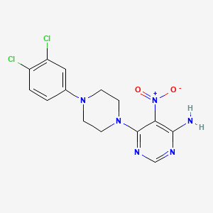 molecular formula C14H14Cl2N6O2 B3015218 6-[4-(3,4-Dichlorophenyl)piperazin-1-yl]-5-nitropyrimidin-4-amine CAS No. 497063-43-1