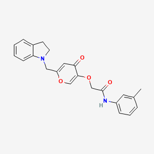 2-((6-(indolin-1-ylmethyl)-4-oxo-4H-pyran-3-yl)oxy)-N-(m-tolyl)acetamide