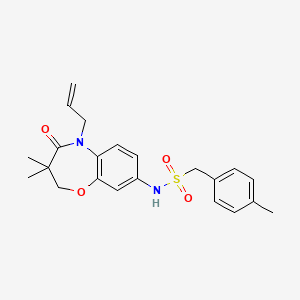 molecular formula C22H26N2O4S B3015229 N-(5-allyl-3,3-dimethyl-4-oxo-2,3,4,5-tetrahydrobenzo[b][1,4]oxazepin-8-yl)-1-(p-tolyl)methanesulfonamide CAS No. 922123-96-4
