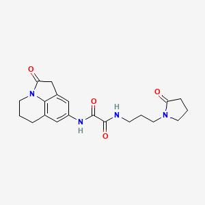 molecular formula C20H24N4O4 B3015239 N1-(2-oxo-2,4,5,6-tetrahydro-1H-pyrrolo[3,2,1-ij]quinolin-8-yl)-N2-(3-(2-oxopyrrolidin-1-yl)propyl)oxalamide CAS No. 898454-80-3
