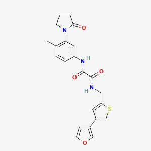 B3015246 N-[[4-(Furan-3-yl)thiophen-2-yl]methyl]-N'-[4-methyl-3-(2-oxopyrrolidin-1-yl)phenyl]oxamide CAS No. 2379989-05-4