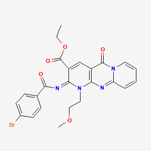 molecular formula C24H21BrN4O5 B3015278 ethyl 6-(4-bromobenzoyl)imino-7-(2-methoxyethyl)-2-oxo-1,7,9-triazatricyclo[8.4.0.03,8]tetradeca-3(8),4,9,11,13-pentaene-5-carboxylate CAS No. 534577-86-1