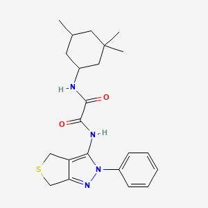 molecular formula C22H28N4O2S B3015299 N1-(2-phenyl-4,6-dihydro-2H-thieno[3,4-c]pyrazol-3-yl)-N2-(3,3,5-trimethylcyclohexyl)oxalamide CAS No. 899741-38-9