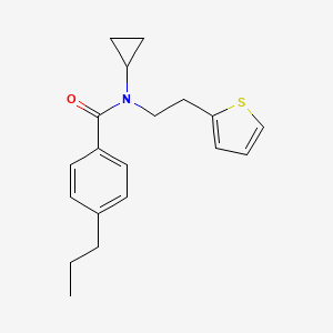 molecular formula C19H23NOS B3015305 N-cyclopropyl-4-propyl-N-(2-(thiophen-2-yl)ethyl)benzamide CAS No. 1396846-54-0