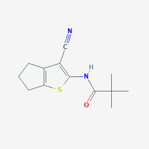 molecular formula C13H16N2OS B3015341 N-(3-cyano-5,6-dihydro-4H-cyclopenta[b]thiophen-2-yl)pivalamide CAS No. 312917-47-8