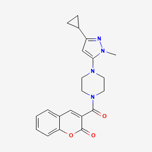 3-(4-(3-cyclopropyl-1-methyl-1H-pyrazol-5-yl)piperazine-1-carbonyl)-2H-chromen-2-one