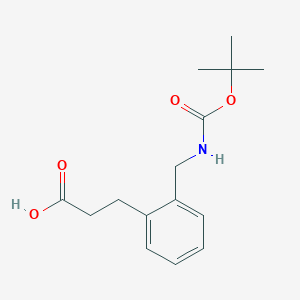 molecular formula C15H21NO4 B3015534 3-[2-(([(Tert-butoxy)carbonyl]amino)methyl)phenyl]propanoic acid CAS No. 52727-66-9