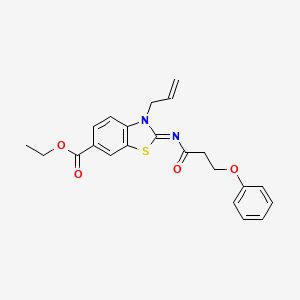 molecular formula C22H22N2O4S B3015722 ethyl (2Z)-2-[(3-phenoxypropanoyl)imino]-3-(prop-2-en-1-yl)-2,3-dihydro-1,3-benzothiazole-6-carboxylate CAS No. 865174-69-2