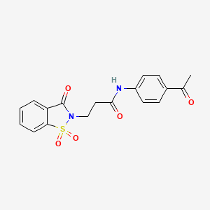 molecular formula C18H16N2O5S B3015748 N-(4-acetylphenyl)-3-(1,1,3-trioxo-1,2-benzothiazol-2-yl)propanamide CAS No. 899954-70-2