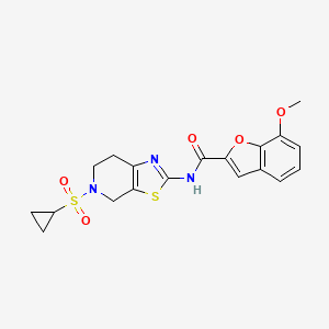molecular formula C19H19N3O5S2 B3015763 N-(5-(cyclopropylsulfonyl)-4,5,6,7-tetrahydrothiazolo[5,4-c]pyridin-2-yl)-7-methoxybenzofuran-2-carboxamide CAS No. 1396682-51-1