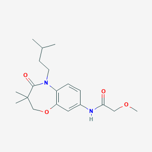 molecular formula C19H28N2O4 B3015770 N-(5-isopentyl-3,3-dimethyl-4-oxo-2,3,4,5-tetrahydrobenzo[b][1,4]oxazepin-8-yl)-2-methoxyacetamide CAS No. 921585-79-7