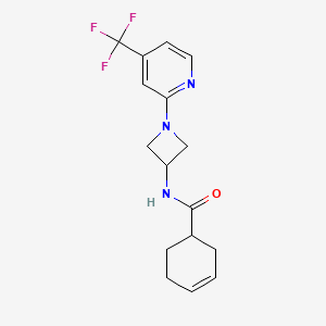 molecular formula C16H18F3N3O B3015774 N-[1-[4-(Trifluoromethyl)pyridin-2-yl]azetidin-3-yl]cyclohex-3-ene-1-carboxamide CAS No. 2415527-21-6