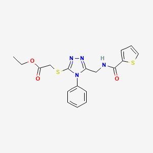 ethyl 2-((4-phenyl-5-((thiophene-2-carboxamido)methyl)-4H-1,2,4-triazol-3-yl)thio)acetate