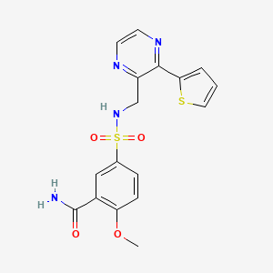 2-methoxy-5-(N-((3-(thiophen-2-yl)pyrazin-2-yl)methyl)sulfamoyl)benzamide
