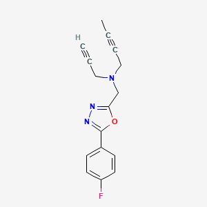 N-[[5-(4-Fluorophenyl)-1,3,4-oxadiazol-2-yl]methyl]-N-prop-2-ynylbut-2-yn-1-amine