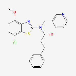 N-(7-chloro-4-methoxybenzo[d]thiazol-2-yl)-3-phenyl-N-(pyridin-3-ylmethyl)propanamide