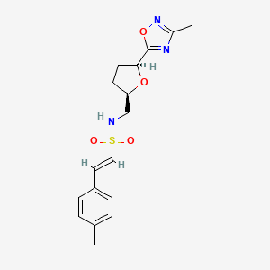 (E)-N-[[(2R,5S)-5-(3-Methyl-1,2,4-oxadiazol-5-yl)oxolan-2-yl]methyl]-2-(4-methylphenyl)ethenesulfonamide