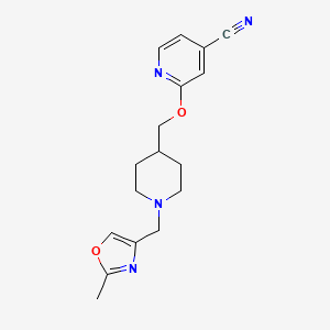 molecular formula C17H20N4O2 B3015897 2-[[1-[(2-Methyl-1,3-oxazol-4-yl)methyl]piperidin-4-yl]methoxy]pyridine-4-carbonitrile CAS No. 2415573-51-0