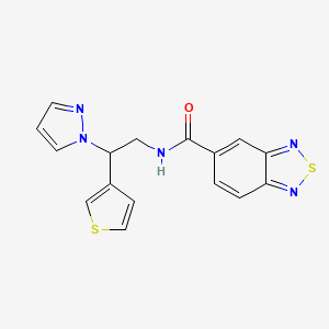 molecular formula C16H13N5OS2 B3015907 N-(2-(1H-pyrazol-1-yl)-2-(thiophen-3-yl)ethyl)benzo[c][1,2,5]thiadiazole-5-carboxamide CAS No. 2034493-40-6