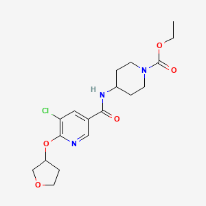 molecular formula C18H24ClN3O5 B3015922 Ethyl 4-(5-chloro-6-((tetrahydrofuran-3-yl)oxy)nicotinamido)piperidine-1-carboxylate CAS No. 1903564-31-7