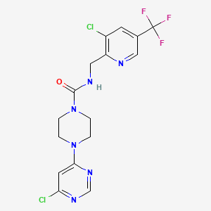 molecular formula C16H15Cl2F3N6O B3015952 N-{[3-chloro-5-(trifluoromethyl)pyridin-2-yl]methyl}-4-(6-chloropyrimidin-4-yl)piperazine-1-carboxamide CAS No. 2085690-17-9