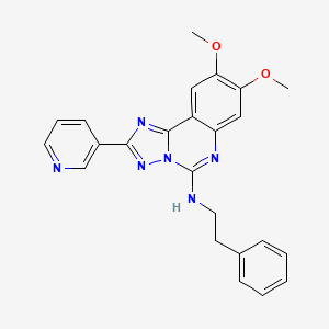 molecular formula C24H22N6O2 B3015956 8,9-dimethoxy-N-(2-phenylethyl)-2-pyridin-3-yl[1,2,4]triazolo[1,5-c]quinazolin-5-amine CAS No. 902949-45-5