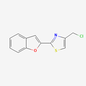 molecular formula C12H8ClNOS B3015968 2-(1-Benzofuran-2-yl)-4-(chloromethyl)-1,3-thiazole CAS No. 1152605-99-6