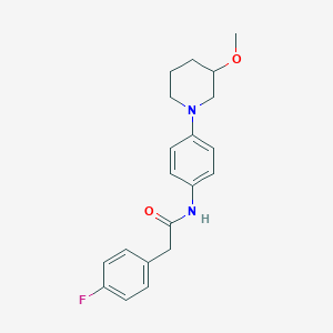 molecular formula C20H23FN2O2 B3015970 2-(4-fluorophenyl)-N-(4-(3-methoxypiperidin-1-yl)phenyl)acetamide CAS No. 1797889-50-9