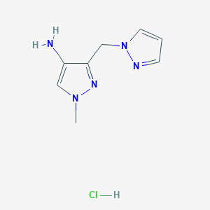 molecular formula C8H12ClN5 B3015979 1-Methyl-3-(pyrazol-1-ylmethyl)pyrazol-4-amine;hydrochloride CAS No. 2460750-26-7