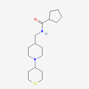 molecular formula C17H30N2OS B3015981 N-((1-(tetrahydro-2H-thiopyran-4-yl)piperidin-4-yl)methyl)cyclopentanecarboxamide CAS No. 2034616-12-9