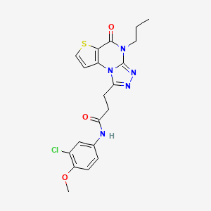 molecular formula C20H20ClN5O3S B3016005 N-(3-chloro-4-methoxyphenyl)-3-(5-oxo-4-propyl-4,5-dihydrothieno[2,3-e][1,2,4]triazolo[4,3-a]pyrimidin-1-yl)propanamide CAS No. 1215787-82-8